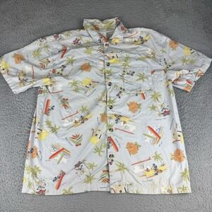 Disney Shopping Hawaiian Tropical Shirt Mickey Surfer  Hula Minnie Men's Large